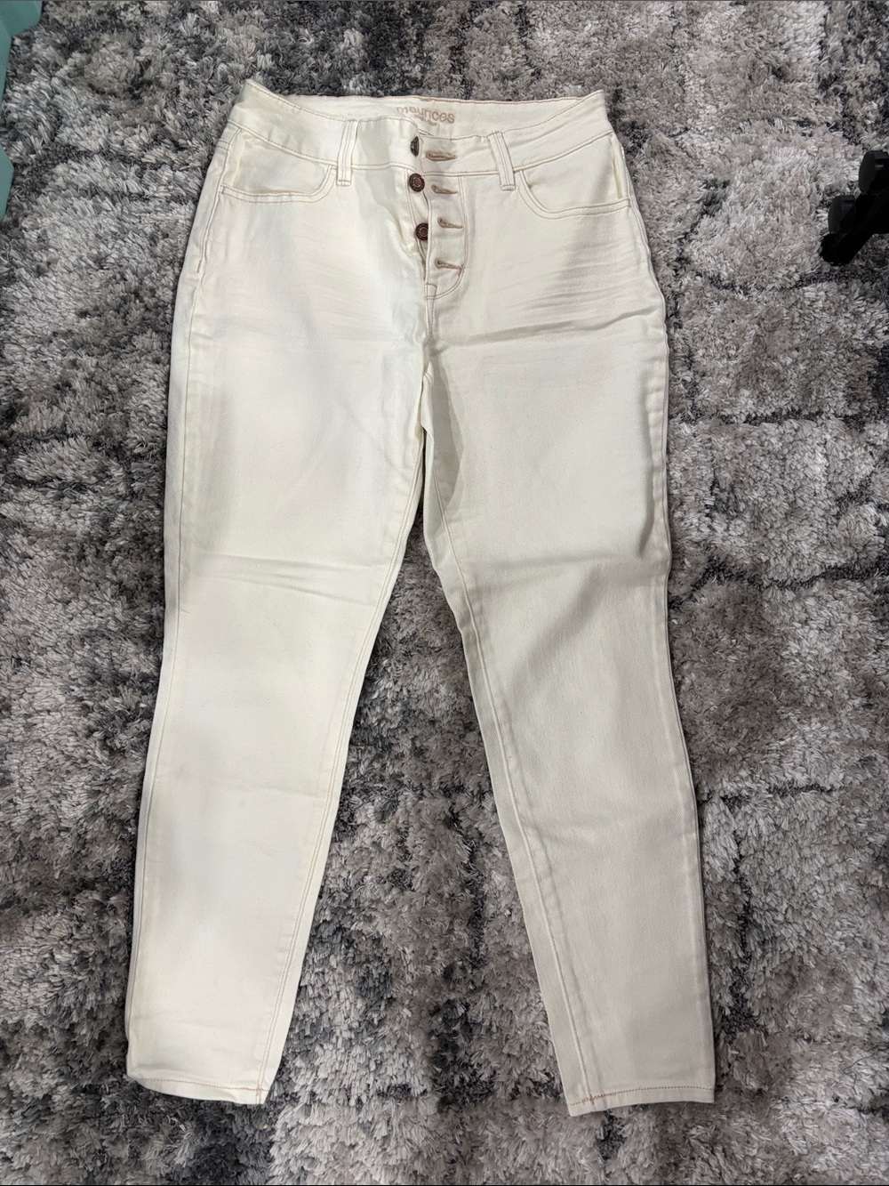 High-Rise Button-Fly Women's Jeans in Off-White